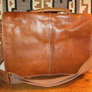 Nice Large NEW Leather Attache Brief Case Straps Handle Pockets